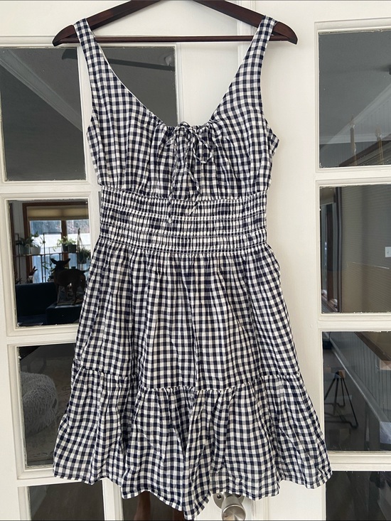Abercrombie & Fitch Dresses & Skirts - Abercrombie & Fitch Navy and White Gingham Tie-Front Dress